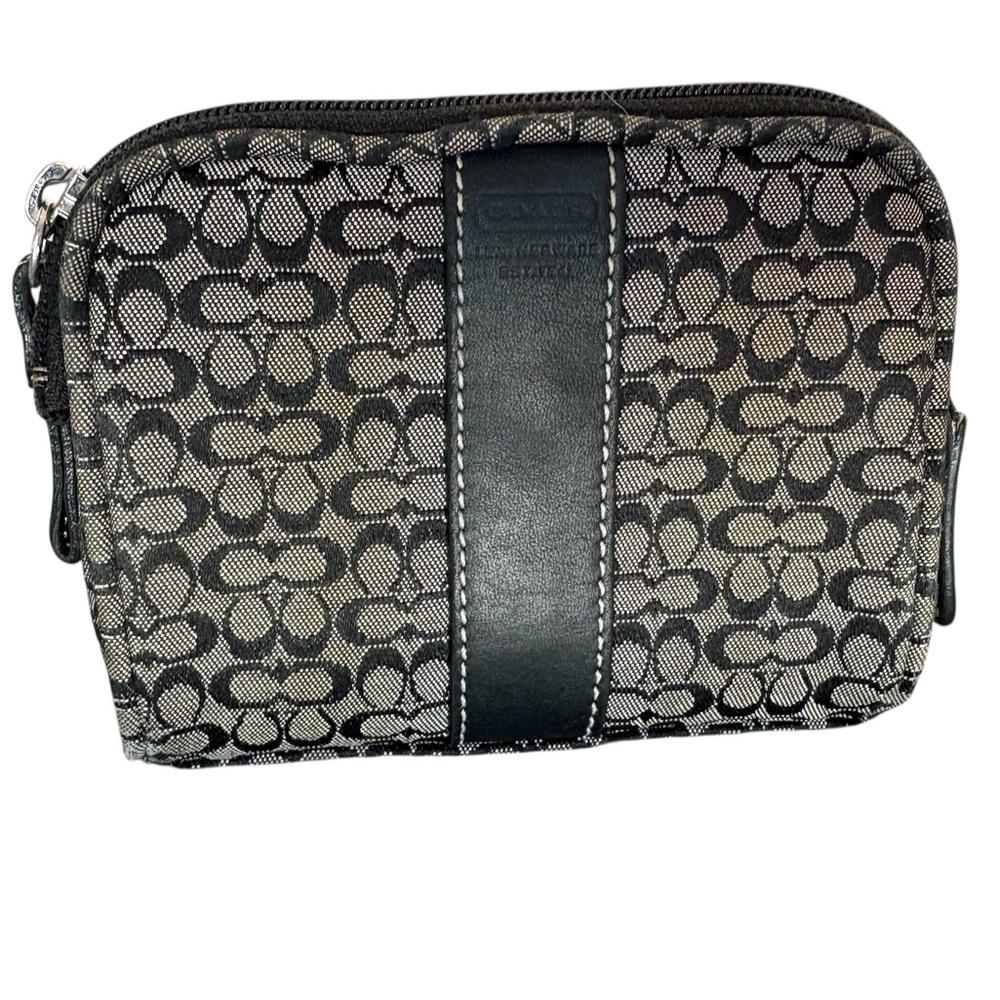 Coach Jacquard Mini C’s genuine black/grey makeup bag Vintage 2000's